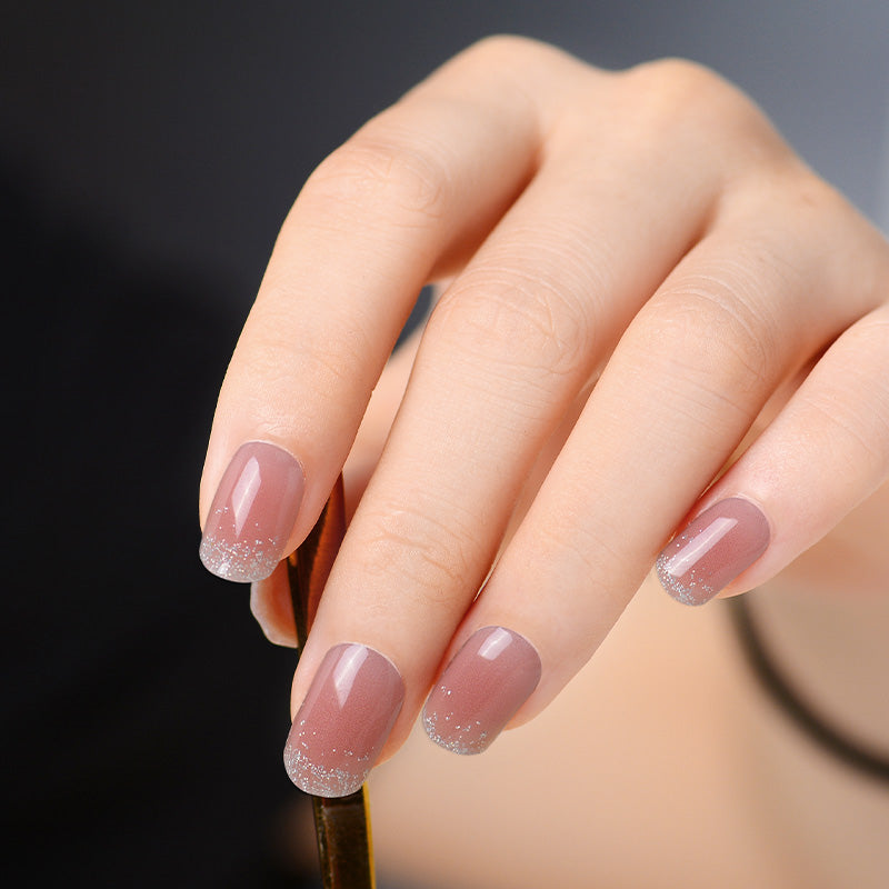 Mioga's Pink Silver Dust Gel Nail Wraps