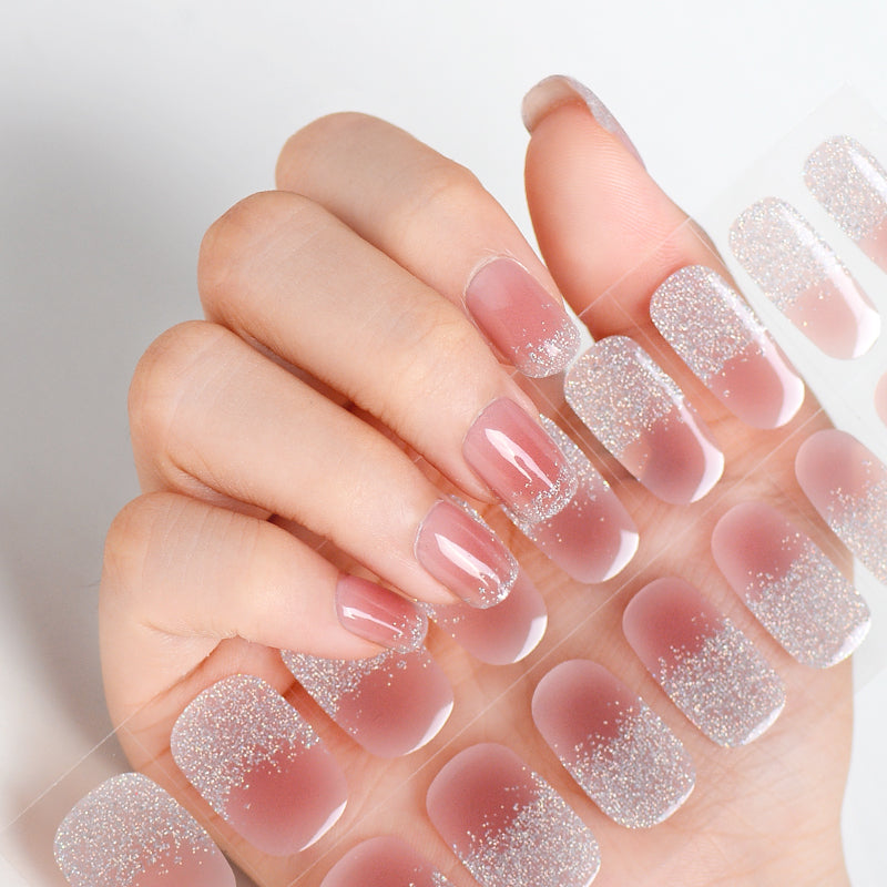 Mioga's Pink Silver Dust Gel Nail Wraps
