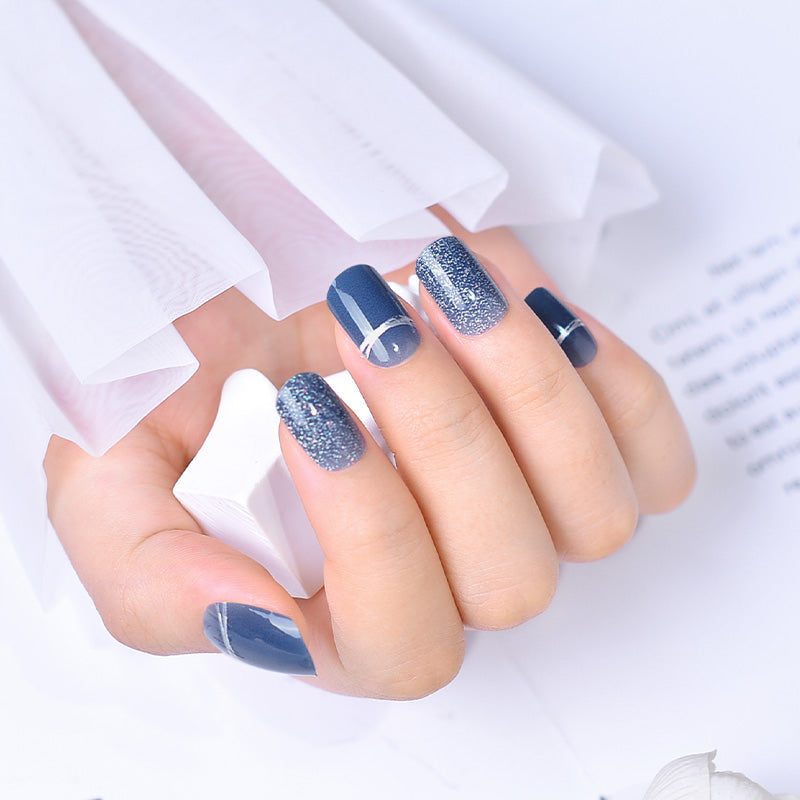 Mioga’s Glittery Greyish Blue Nail Wraps