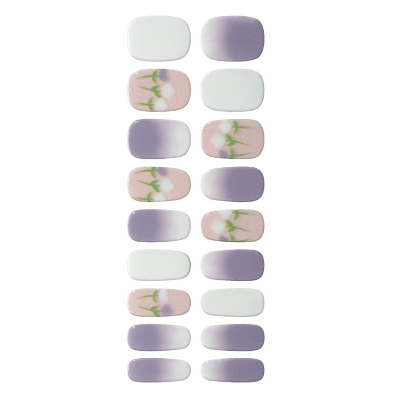 Mioga’s Purple Gradient Flower Nail Wraps