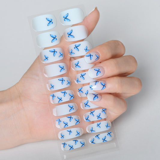 Mioga’s Elegant Blue Butterfly Nail Wraps