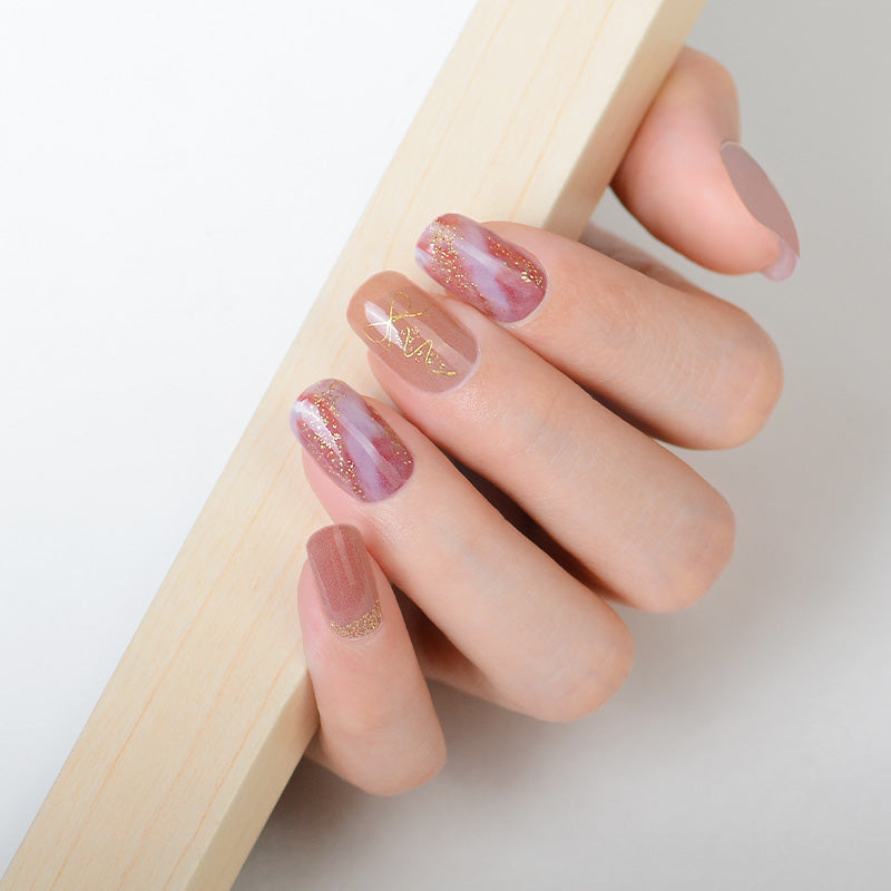 Mioga’s Peach Gold Dust Nail Wraps