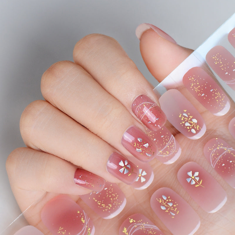 Mioga’s Silver Floret In Pink Nail Wraps